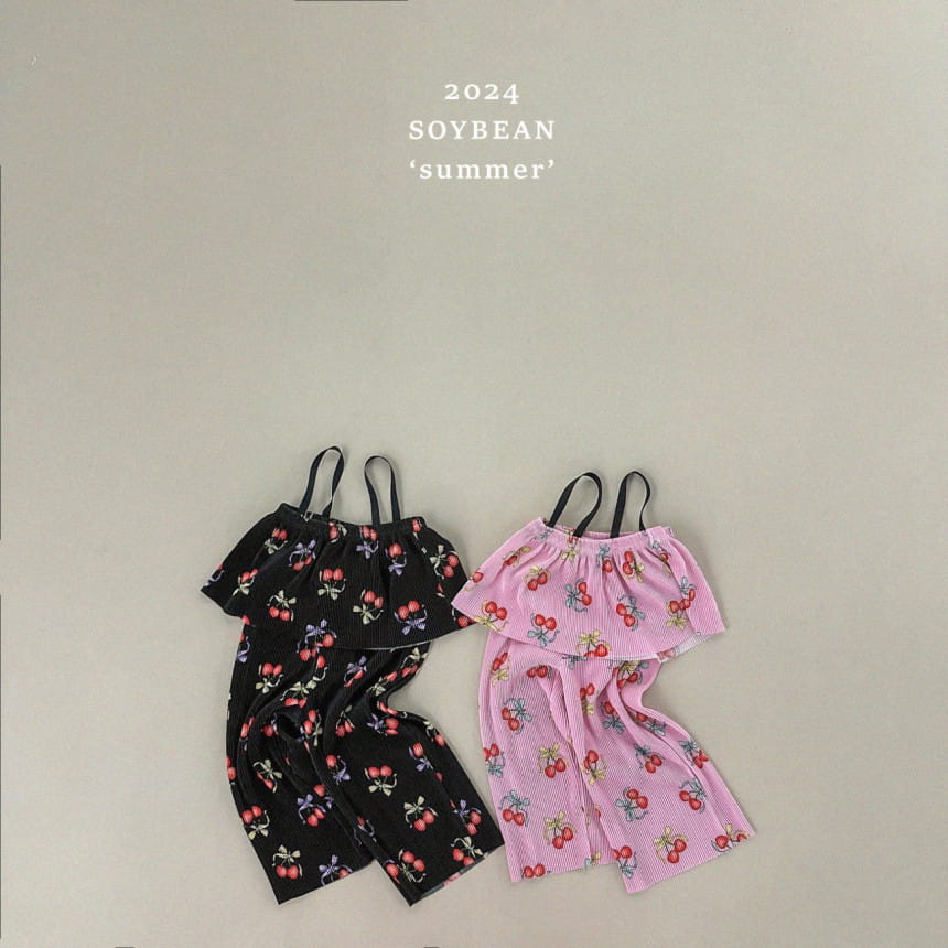 Soybean - Korean Children Fashion - #discoveringself - String Pleats Top Bottom Set - 2