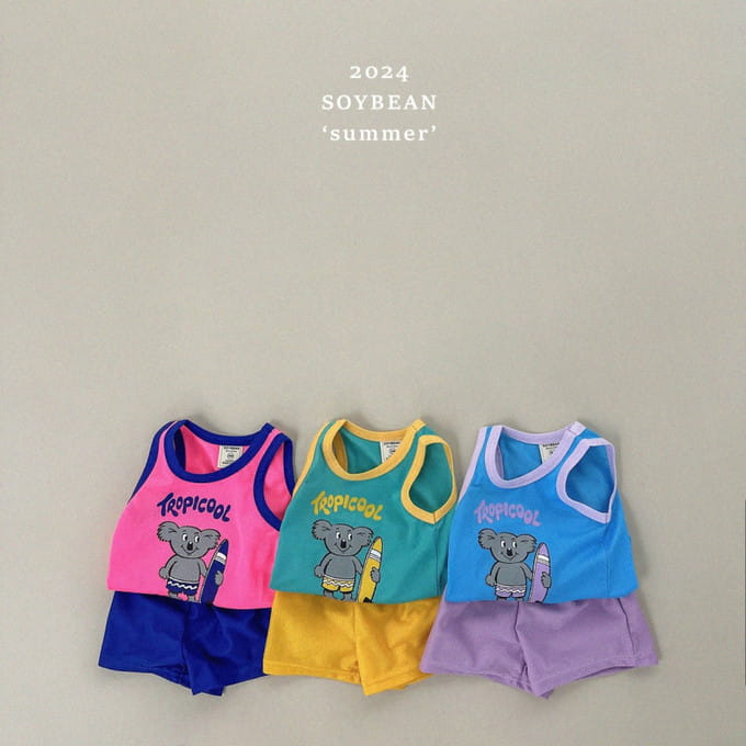 Soybean - Korean Children Fashion - #fashionkids - Mesh Koala Top Bottom Set