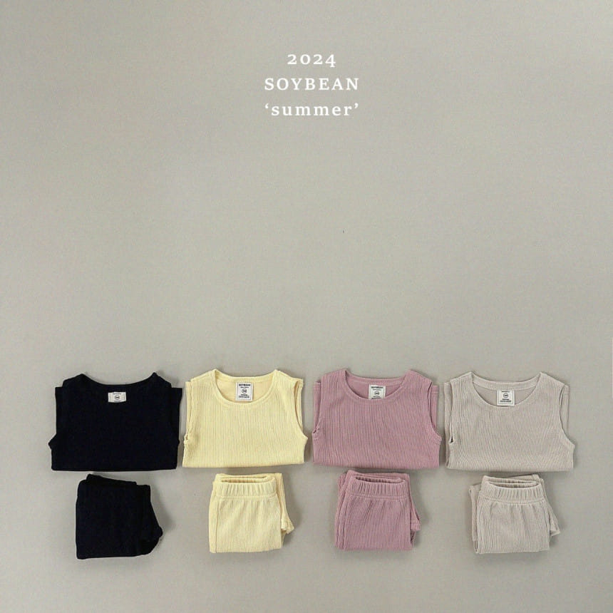 Soybean - Korean Children Fashion - #fashionkids - Sleeveless Wide Top Bottom Set - 2