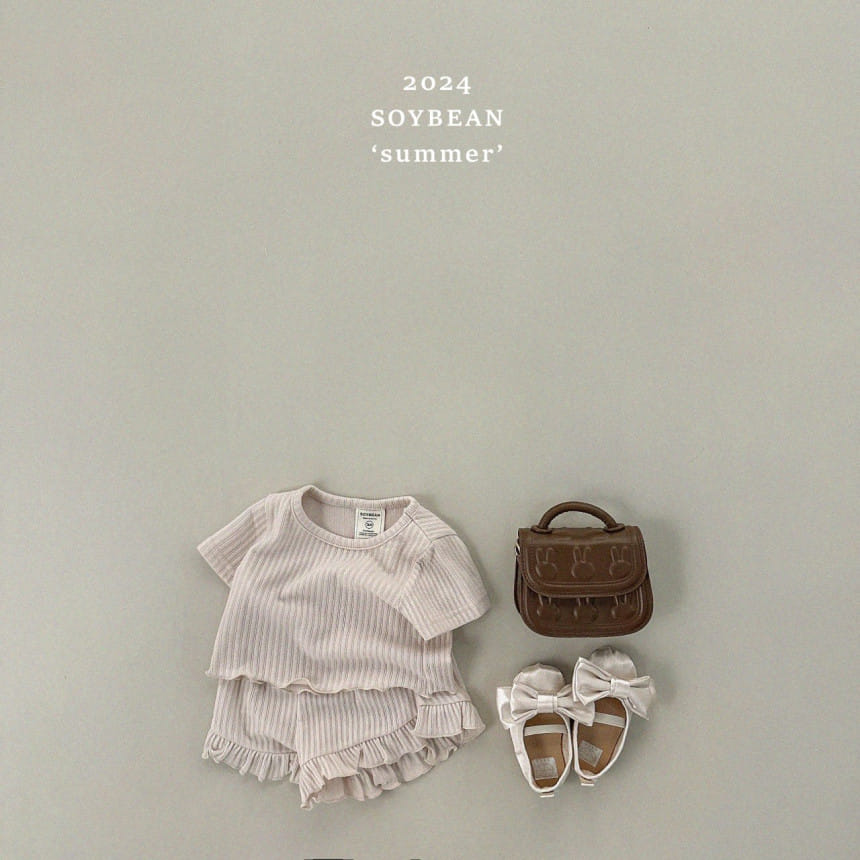 Soybean - Korean Children Fashion - #kidsshorts - Fresh Frill Top Bottom Set - 3