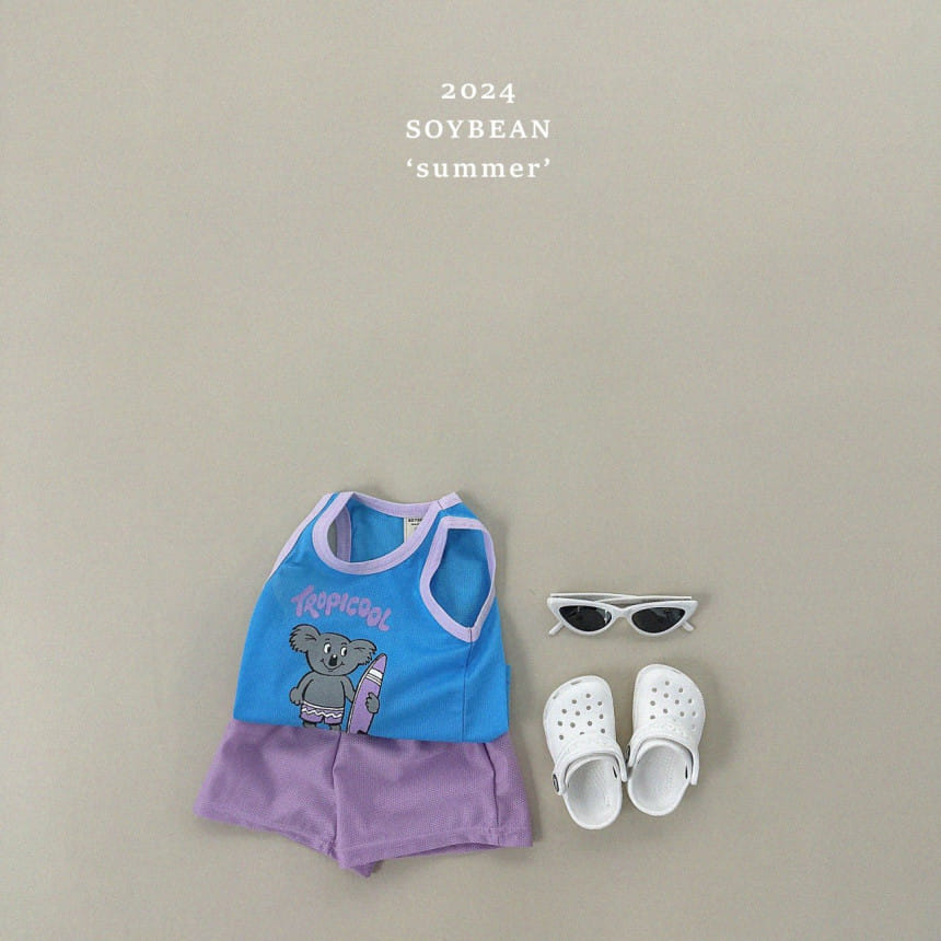 Soybean - Korean Children Fashion - #kidsstore - Mesh Koala Top Bottom Set - 3