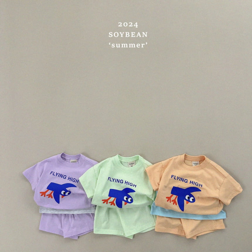 Soybean - Korean Children Fashion - #kidsstore - Flying Bird Top Bottom Set - 6