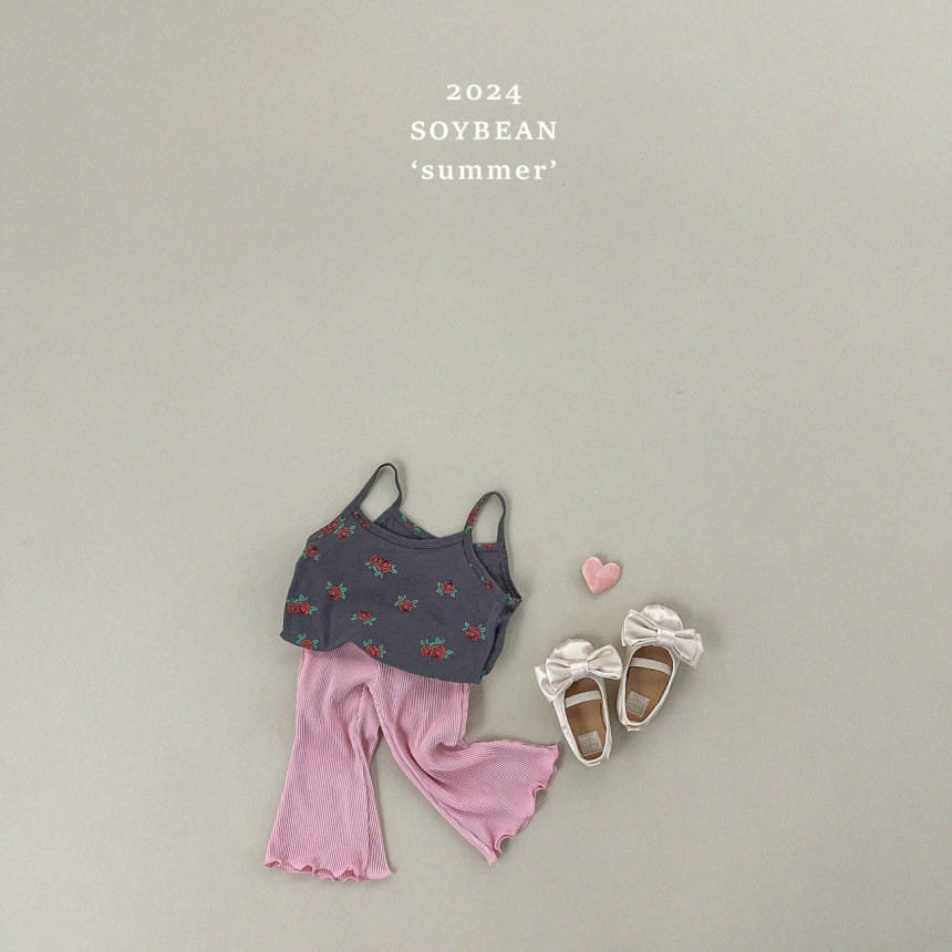 Soybean - Korean Children Fashion - #kidsshorts - Rose String Sleeveless Tee - 4