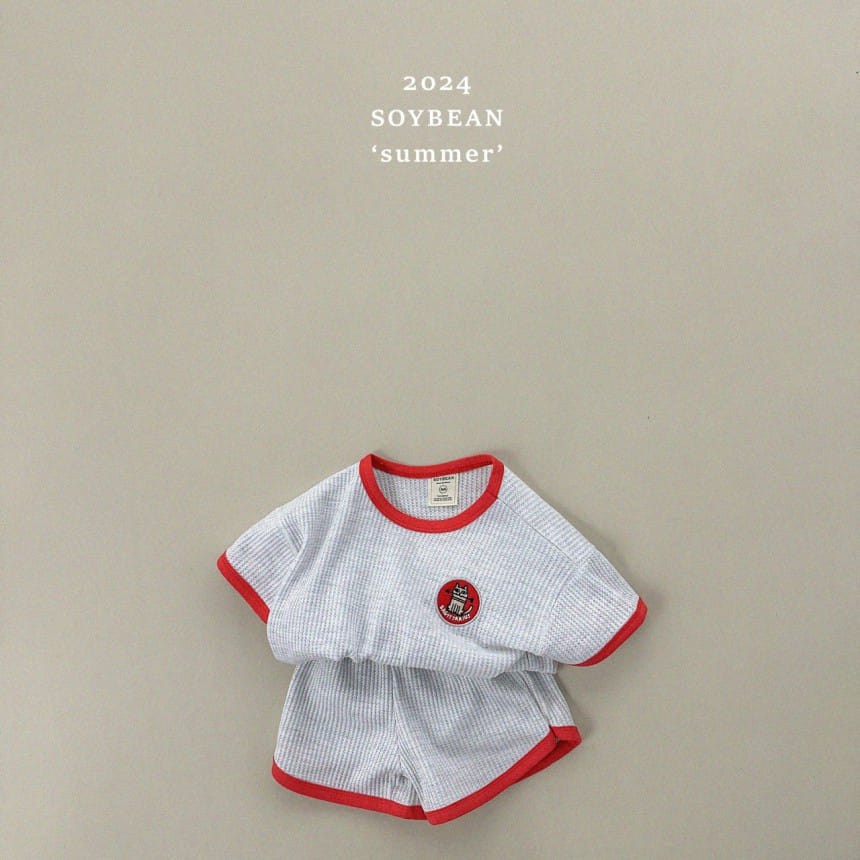 Soybean - Korean Children Fashion - #kidzfashiontrend - Waffle Kkureogi Top Bottom Set - 11
