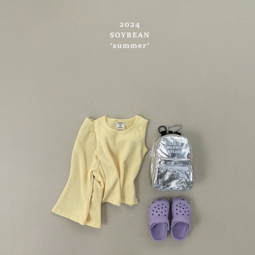 Soybean - Korean Children Fashion - #kidzfashiontrend - Sleeveless Wide Top Bottom Set - 5