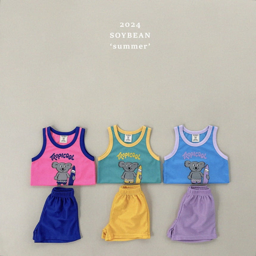 Soybean - Korean Children Fashion - #littlefashionista - Mesh Koala Top Bottom Set - 6