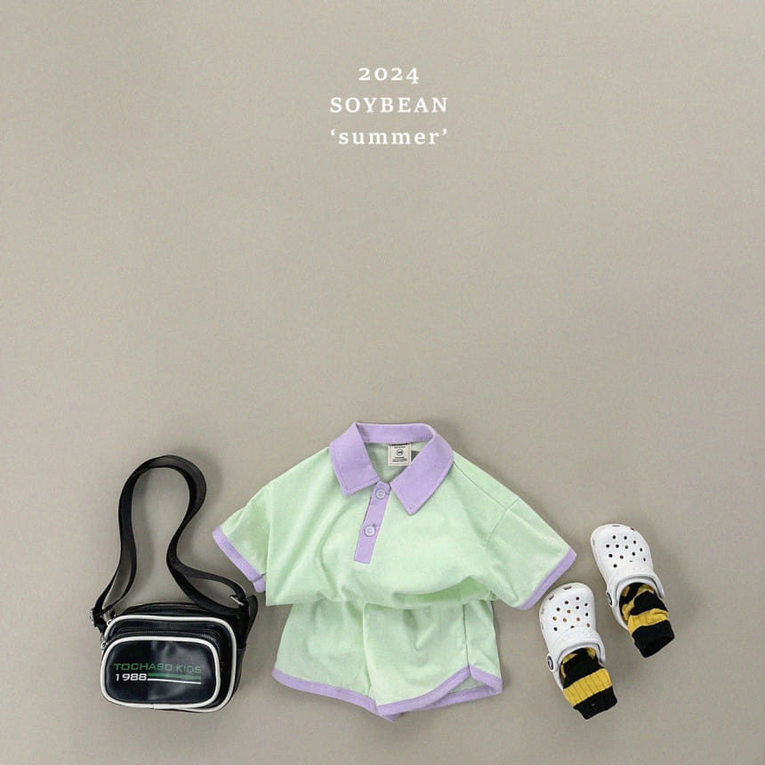 Soybean - Korean Children Fashion - #magicofchildhood - Linger Collar Top Bottom Set - 3