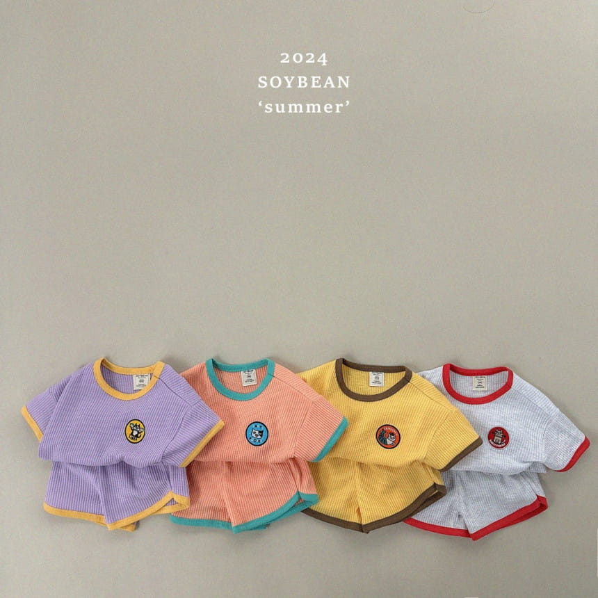 Soybean - Korean Children Fashion - #prettylittlegirls - Waffle Kkureogi Top Bottom Set - 2