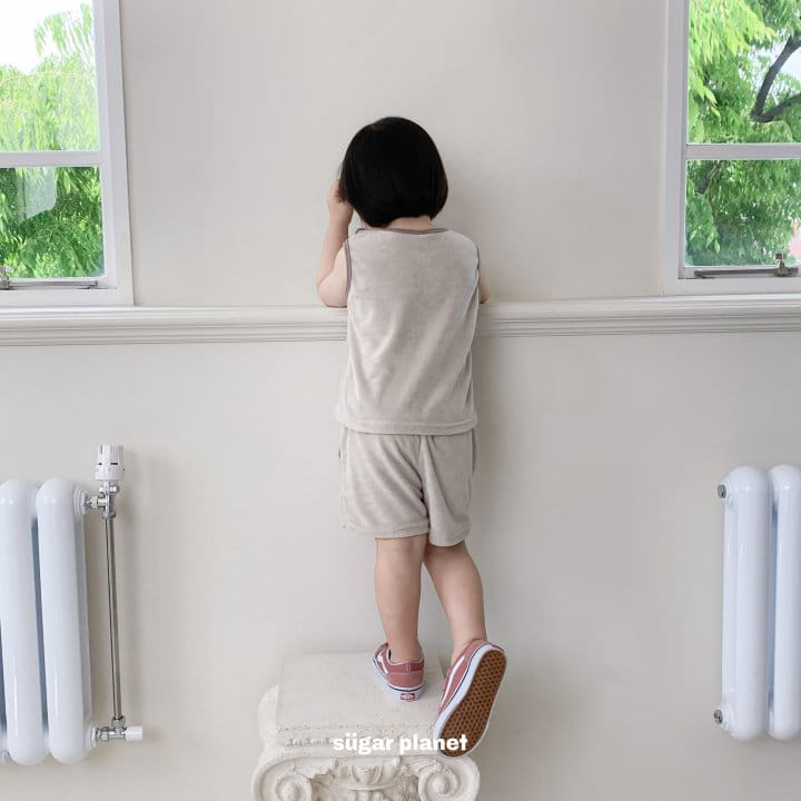 Sugar Planet - Korean Children Fashion - #minifashionista - Terry Hey Sleeveless Top Bottom Set - 9