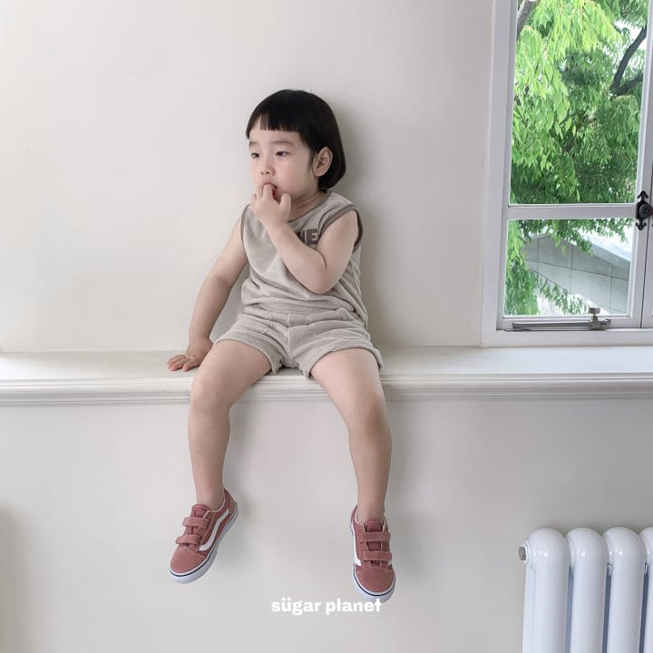 Sugar Planet - Korean Children Fashion - #prettylittlegirls - Terry Hey Sleeveless Top Bottom Set - 10