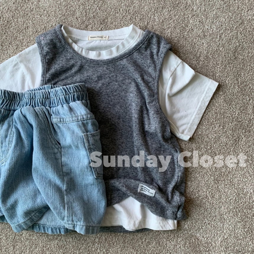 Sunday Closet - Korean Children Fashion - #littlefashionista - Oreo Rib Sleeveless Tee - 9