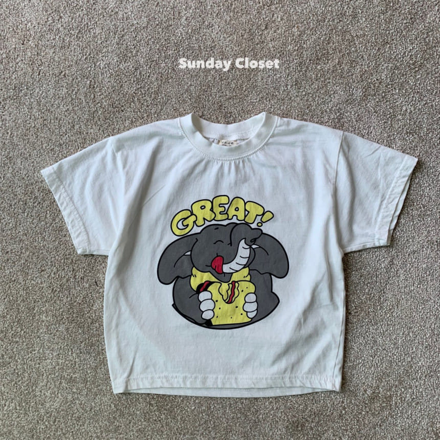 Sunday Closet - Korean Children Fashion - #prettylittlegirls - Elephant Short Sleeve Tee - 10