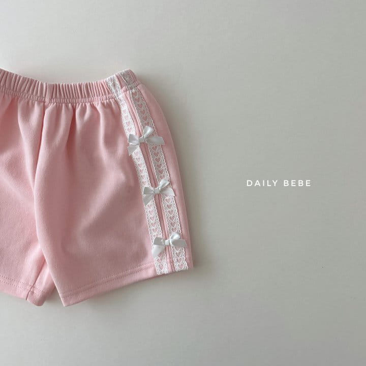 Teamand - Korean Children Fashion - #magicofchildhood - Tape Ribbon Short Top Bottom Set - 6
