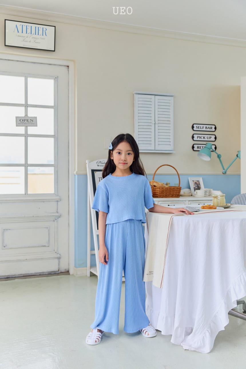 U Eo - Korean Children Fashion - #prettylittlegirls - Summer Pleats Top Bottom Set - 4