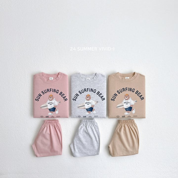 Vivid I - Korean Children Fashion - #discoveringself - Surfing Bear Top Bottom Set