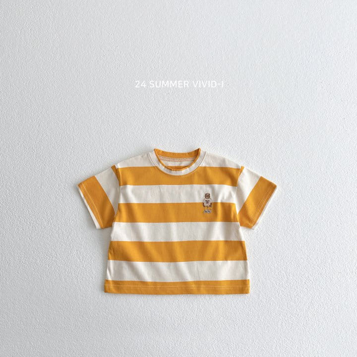 Vivid I - Korean Children Fashion - #discoveringself - Big Line Bear Short Sleeve Tee - 3