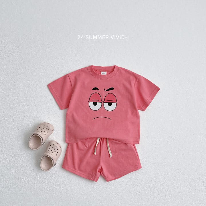 Vivid I - Korean Children Fashion - #discoveringself - Summer Eye Nose Top Bottom Set - 4