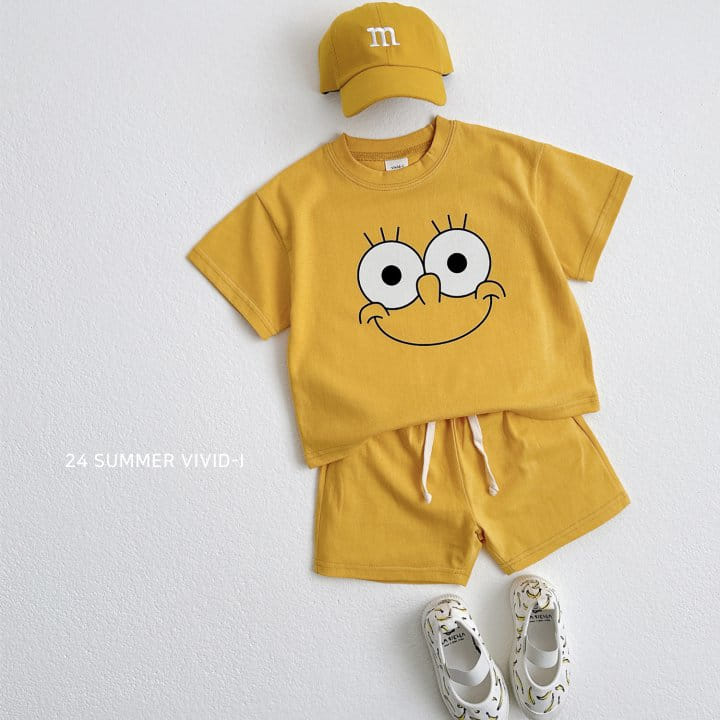 Vivid I - Korean Children Fashion - #kidsshorts - Summer Eye Nose Top Bottom Set - 5