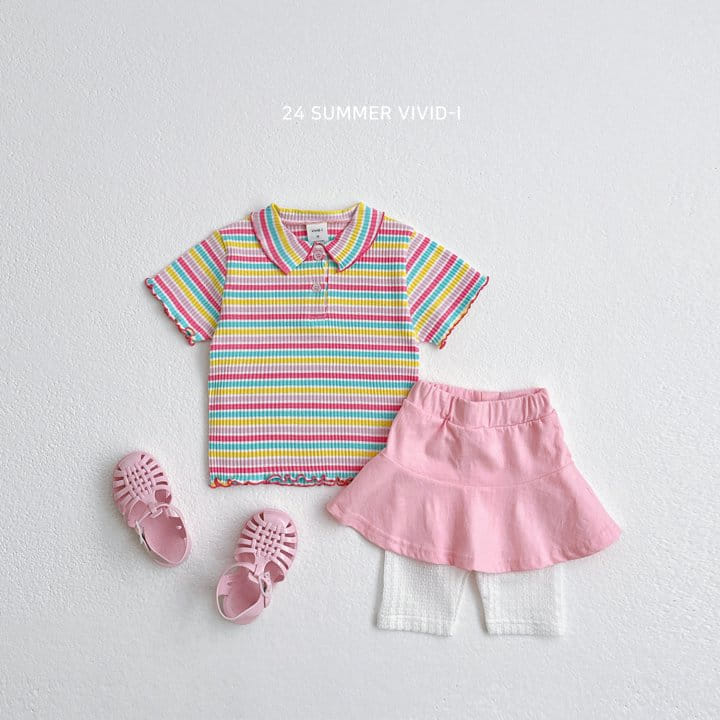 Vivid I - Korean Children Fashion - #magicofchildhood - Rainbow Collar Rib Tee - 8