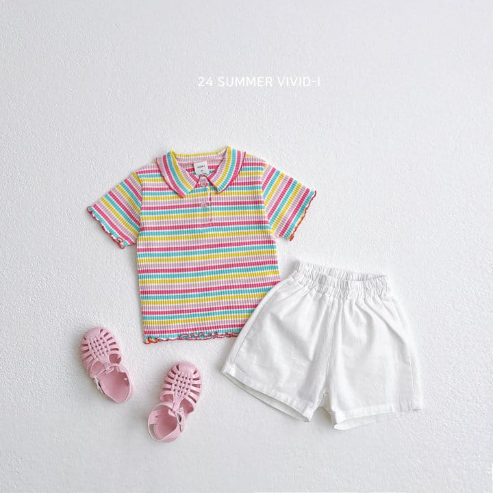 Vivid I - Korean Children Fashion - #minifashionista - Rainbow Collar Rib Tee - 9