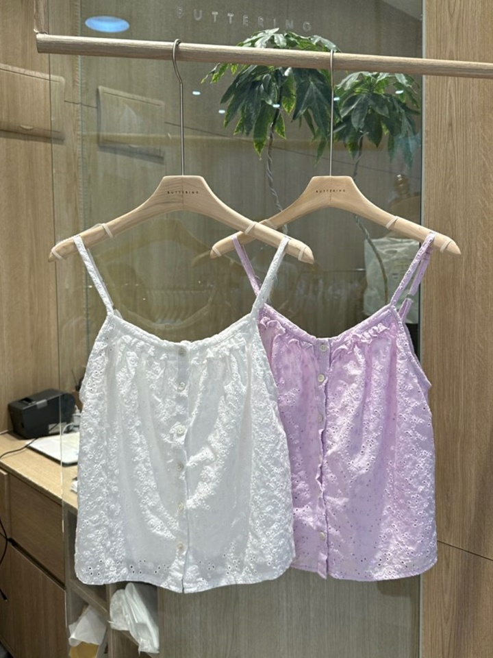 Eyelet Embroidery Sleeveless Tee