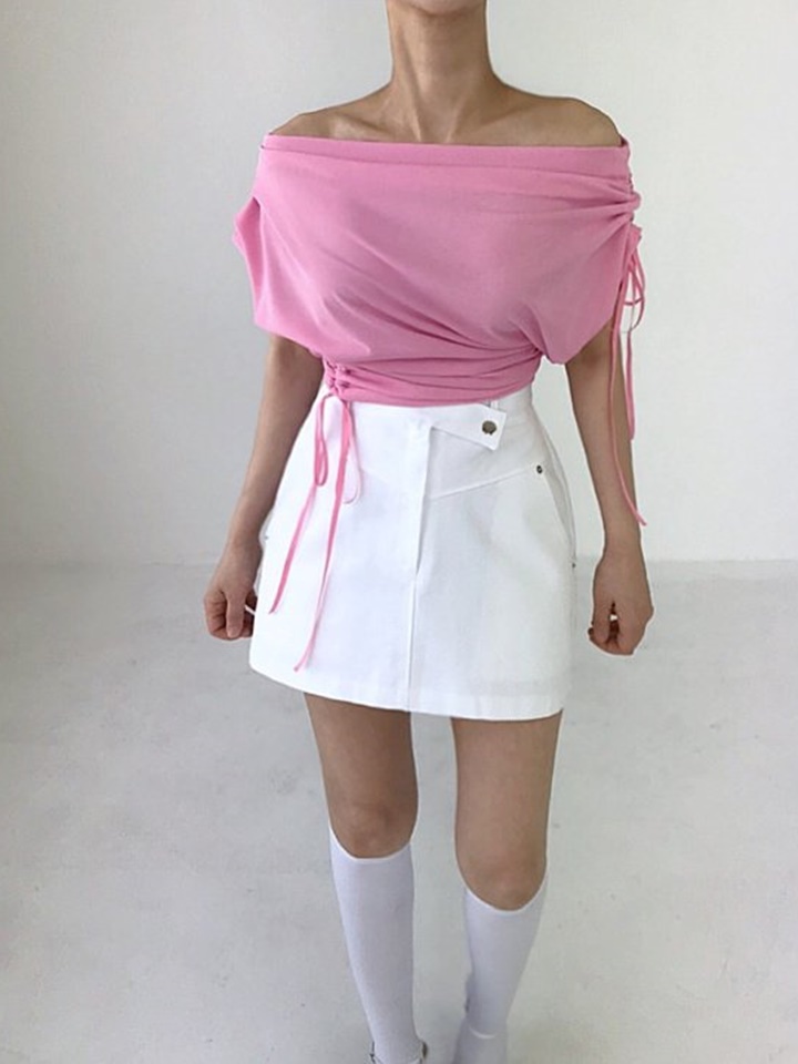 Lumpy Unbalance Shirring Top