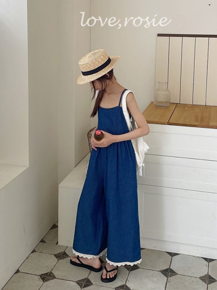 Dot Denim Jump Suit