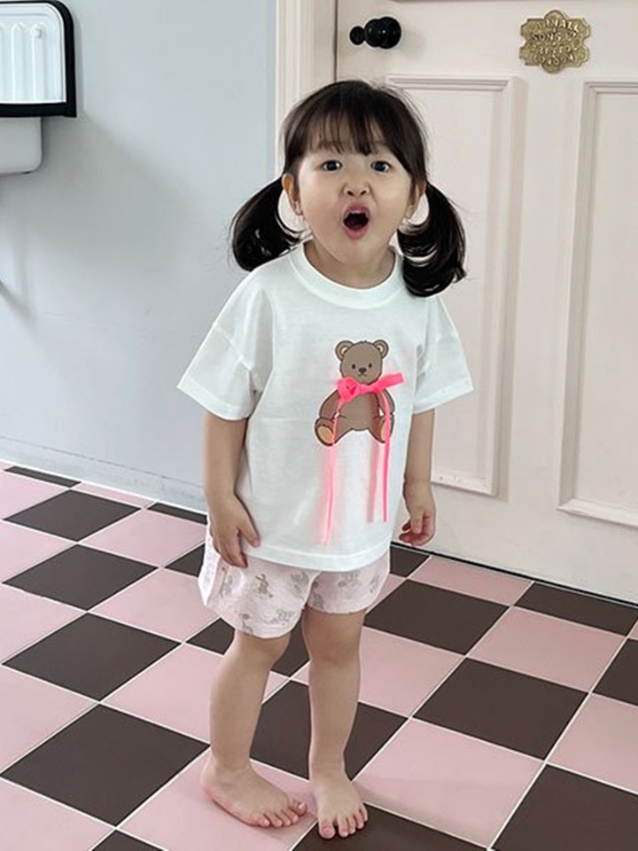 Ribbon Bear Pajama Top Bottom Set
