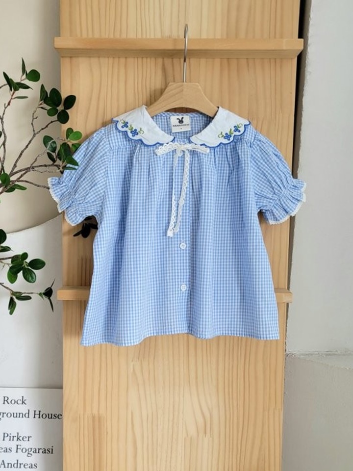 Check Embroidery Blouse
