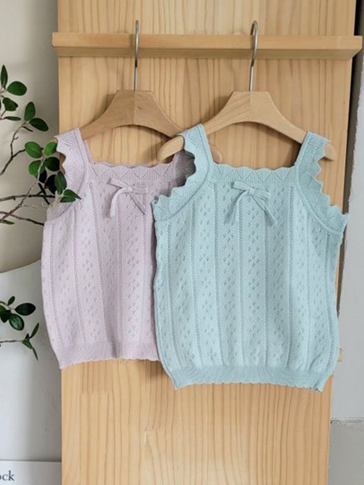 Eyelet Knit Sleeveless Tee