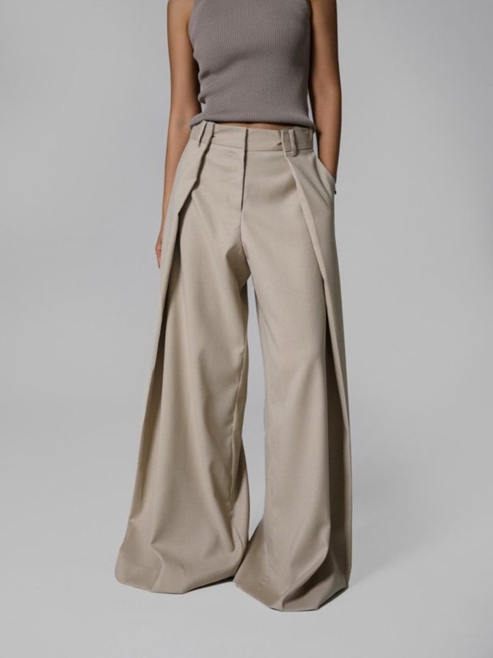 Lux Squared Double Wrap Wide Detail Trousers