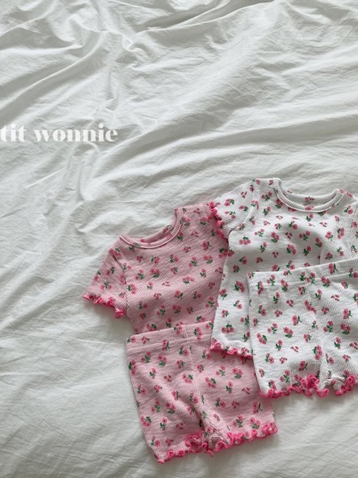 Pink Flower Top Bottom Set