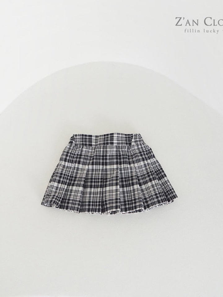 Mono Check Pleats Skirt