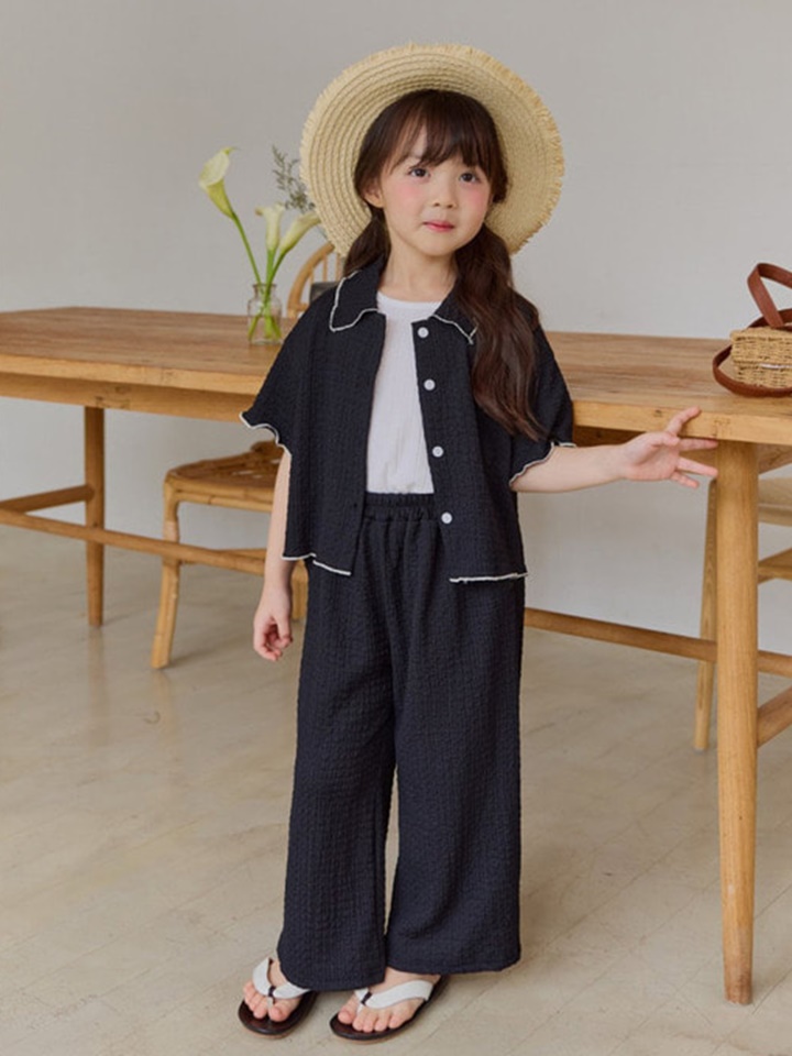 Pleats Shirt Top Bottom Set