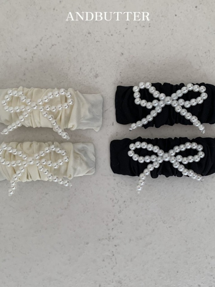 Pearl Ribbon Hair Pin Set