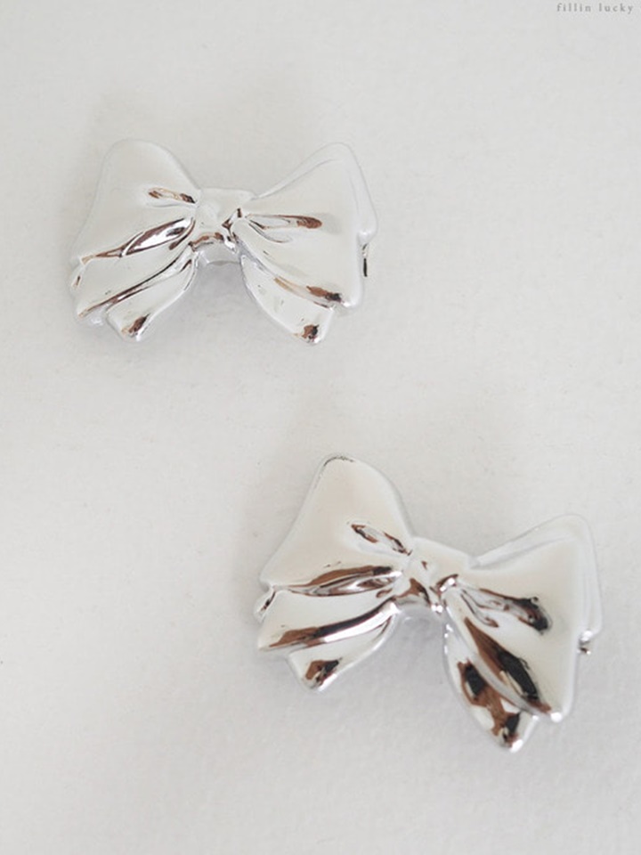 Silver Ribbon Hair Clip