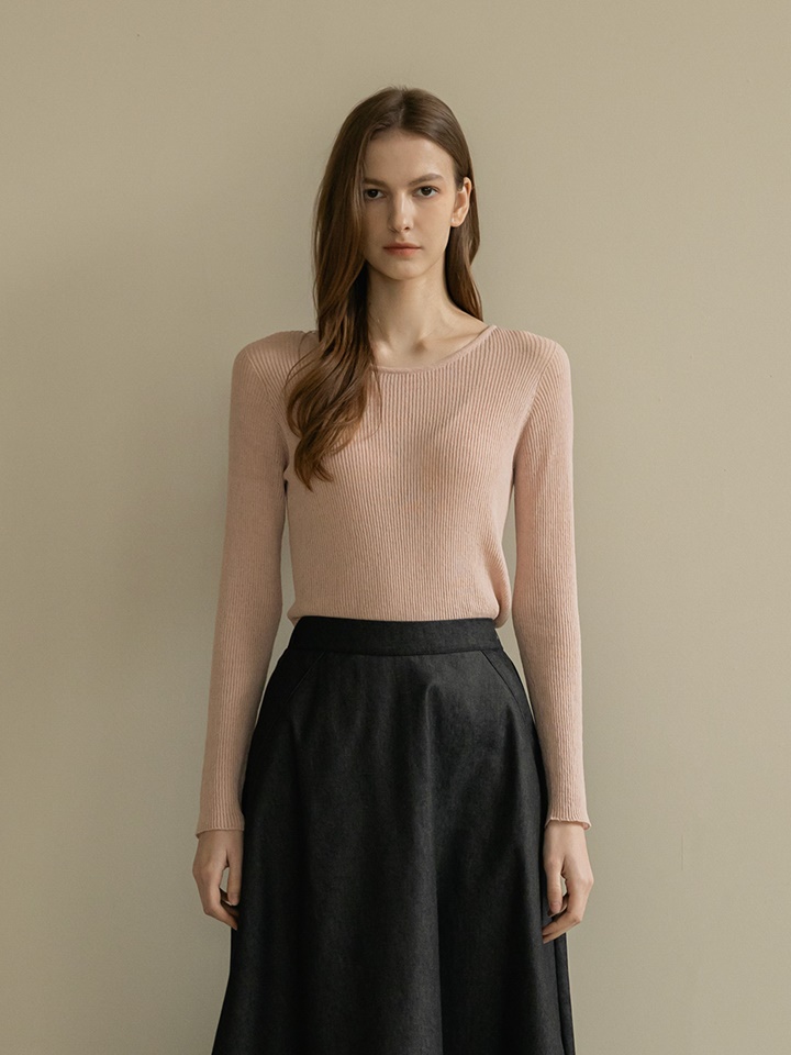 Wholegarment Basic Ribbed Round Tee