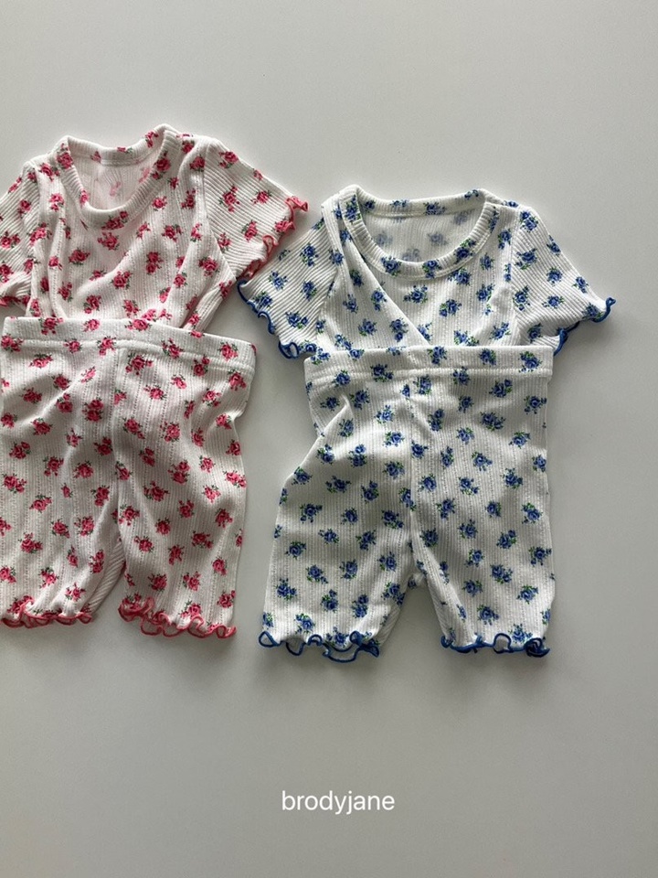 Rose Eyelet Frill Top Bottom Set