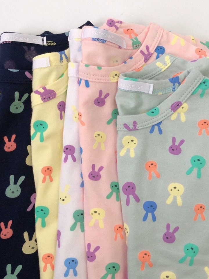 Rabbit Short Sleeve Top Bottom Set