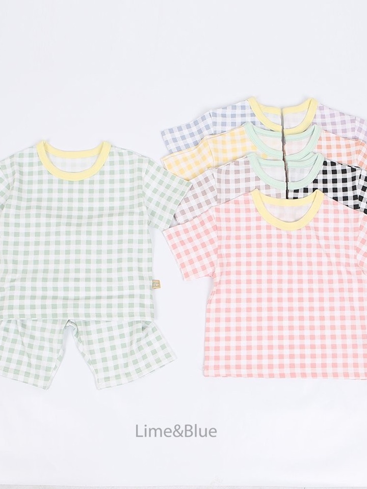 Adult Summer Check Check Top Bottom Set