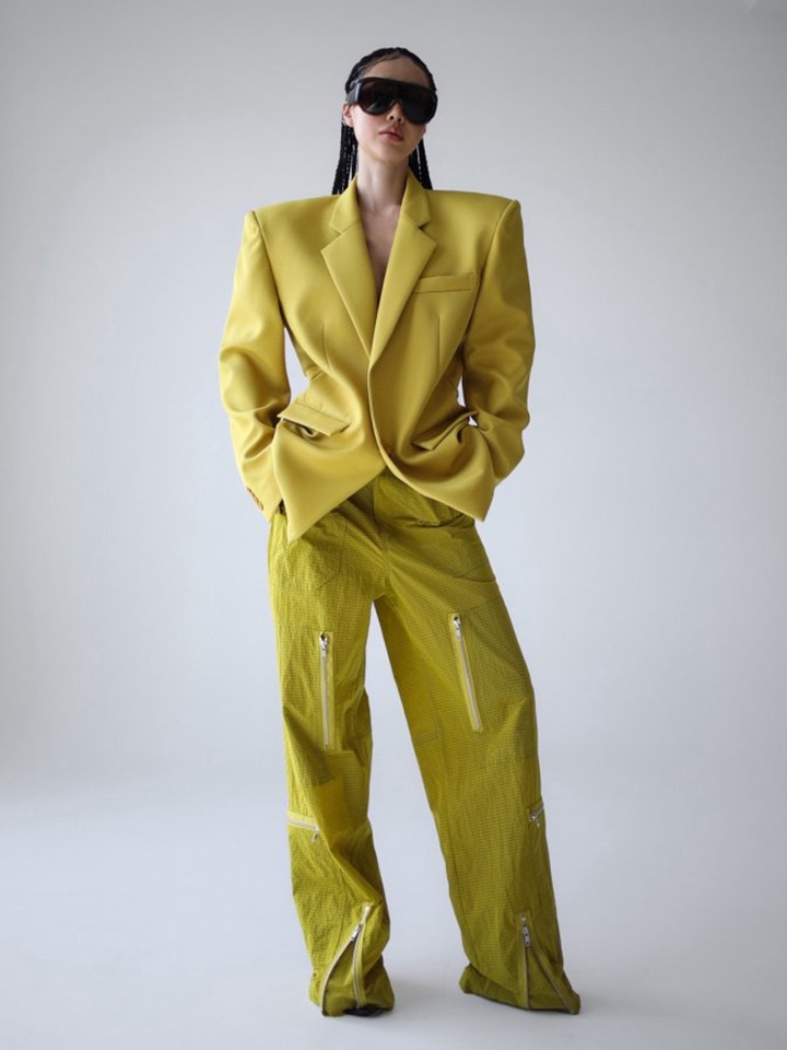 Square Shoulder Oversized Twill Blazer