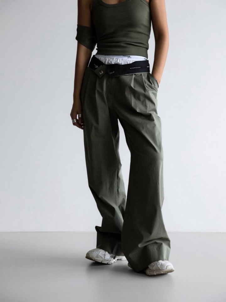 C Two Pin Tuck Wide Trousers