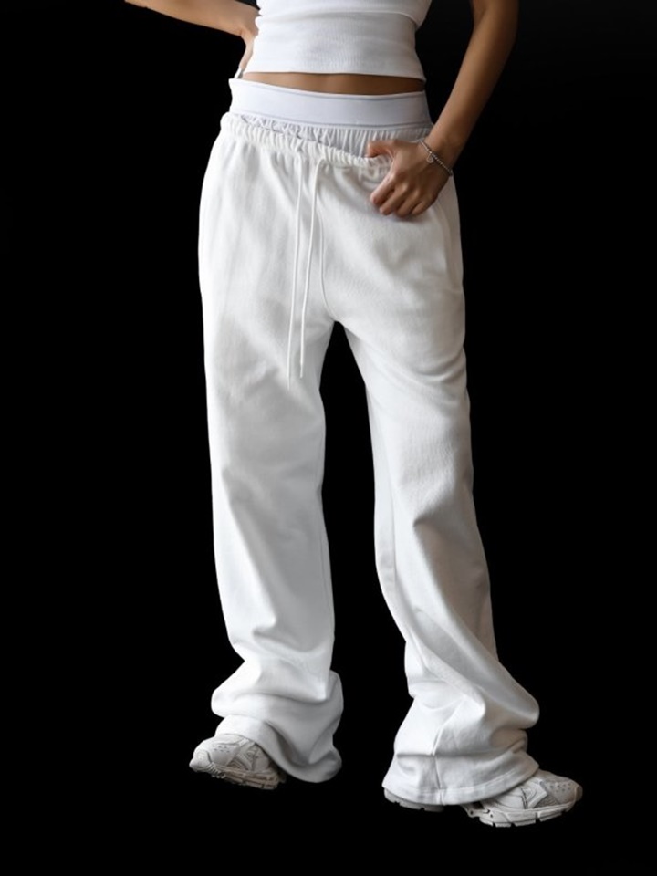 Under Wear Layered Detail Wide Sweat Pants