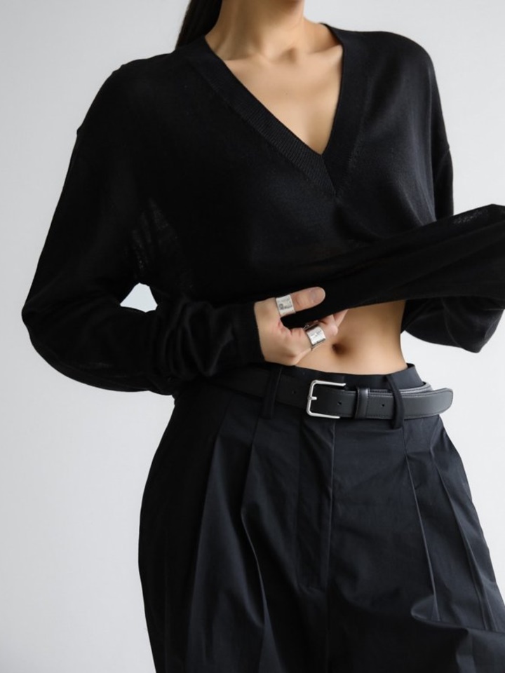 W Silk Deep V Neck Long Sleeveld Knit