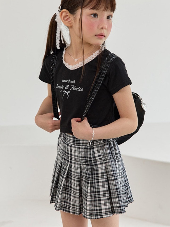 Mono Check Pleats Skirt