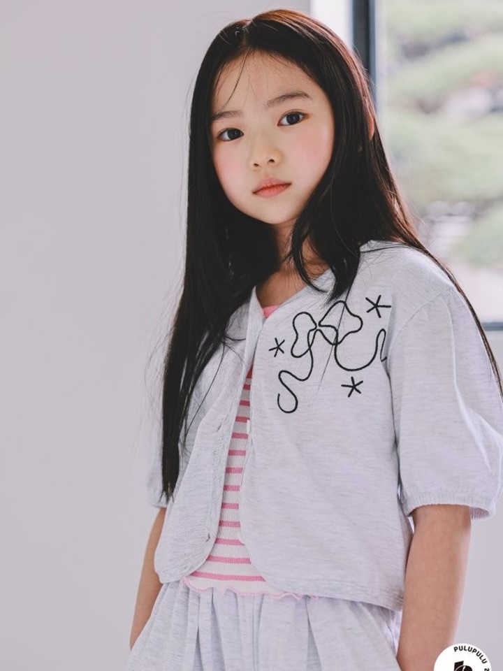Ribbon Embroidery Short Sleeve Cardigan