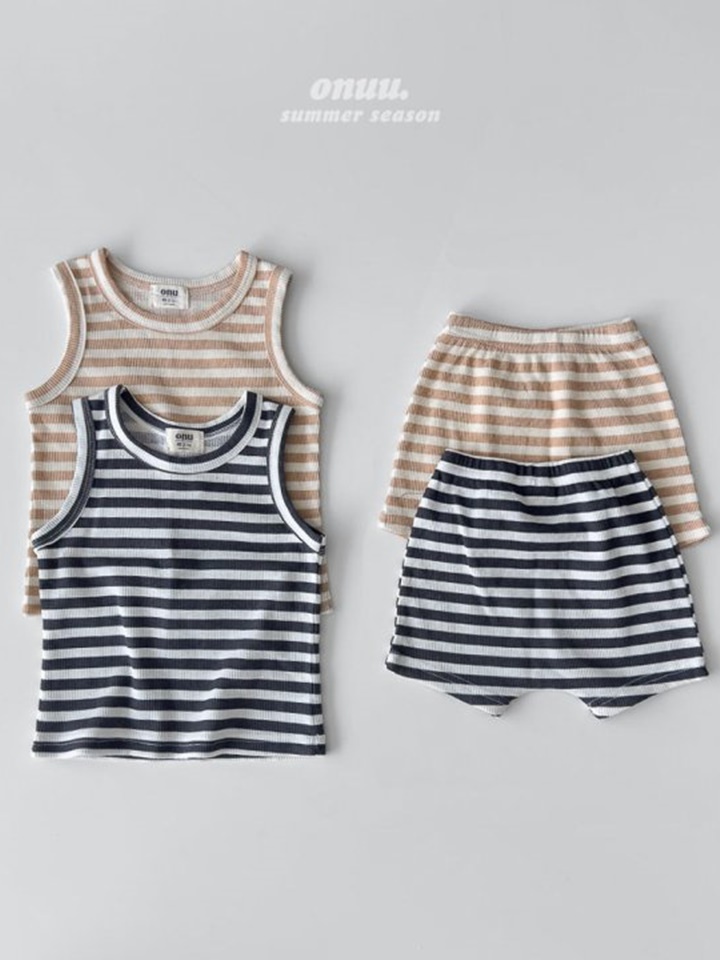 Waffle Long Sleeveless Top Bottom Set