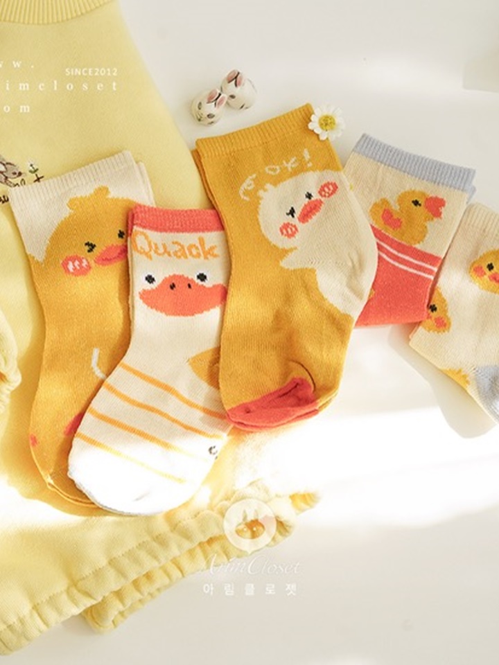 Cute Duck Yellow Socks (5ea 1set)