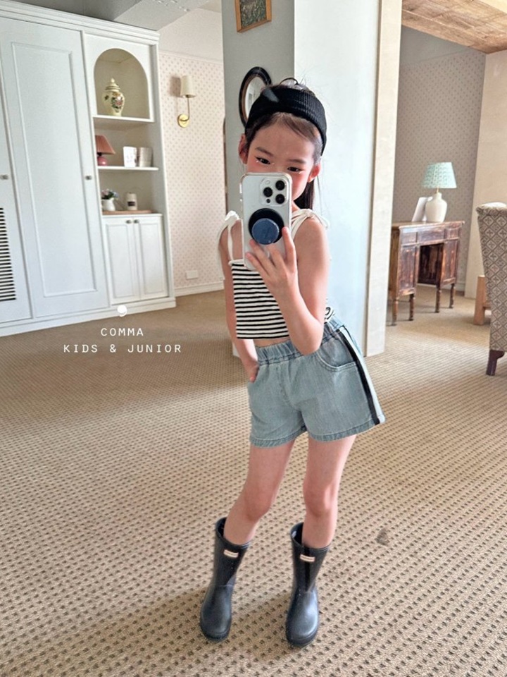 Tape Denim Shorts