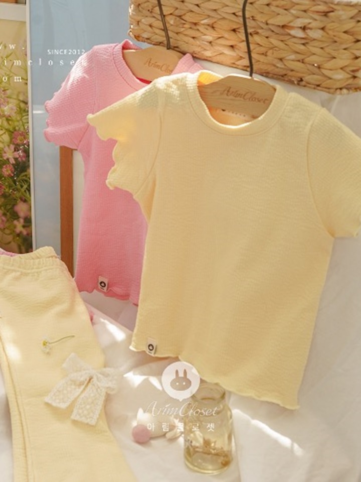 Pink Yellow Cute Baby Daily Frill Tee